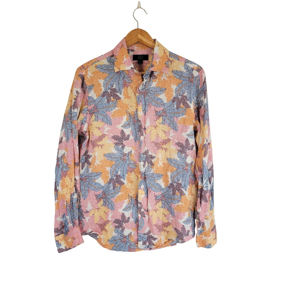 Linen Club Room Luxury Blouse Top Floral Colorful Size Small 100% Linen Shirt